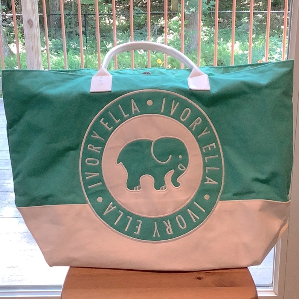 Teal and White Ivory Ella Tote Bag